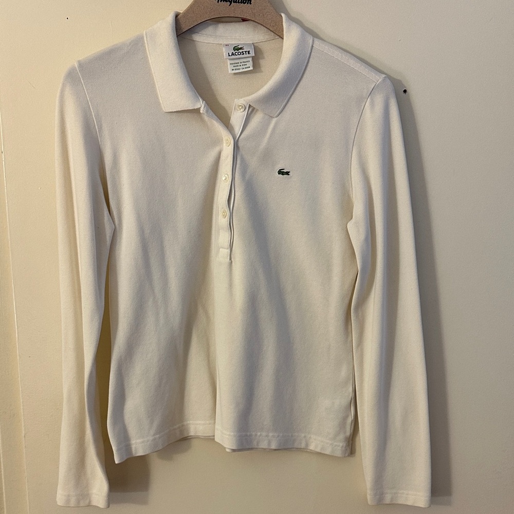 Lacoste white Long Sleeve Polo